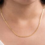 Cadena Cubana Plana Diamantada 45 cm en Oro Laminado 18k | Qurimaki