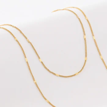 Cadena Cubana con Destellos 60 cm en Oro Laminado de 18k | Qurimaki