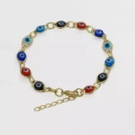 Pulsera Ojo Turco Multicolor 16 cm + Extensor en Oro Laminado de 18k | Qurimaki