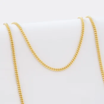 Cadena Cubana Eslabón U 3 mm 65 cm en Oro Laminado de 18k | Qurimaki