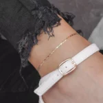 Tobillera Escalera Delgada Plana Lisa 24.5 cm en Oro Laminado de 18k | Qurimaki