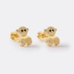 Arete Osito con Circonias en Oro Laminado de 18k | Qurimaki