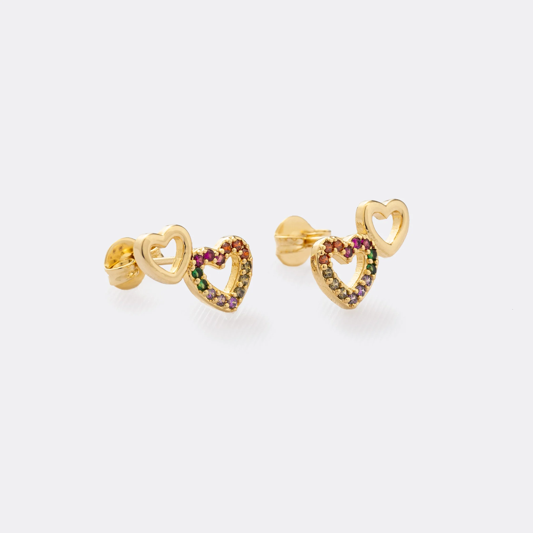 Arete Double Free Love en Oro Laminado de 18k | Qurimaki Arete Double Free Love en Oro Laminado de 18k | Qurimaki