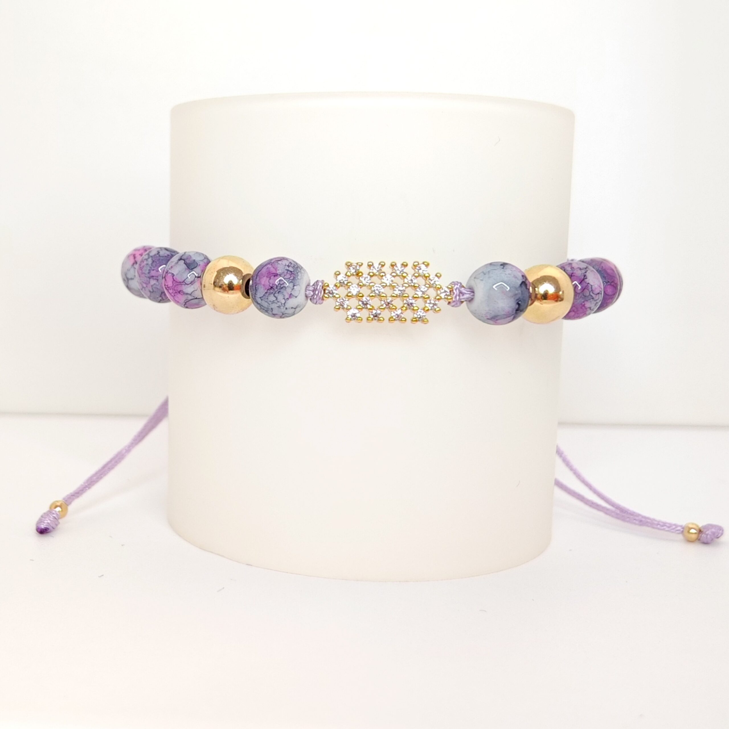 PA0007 - Pulsera charmin con balines y cuentas marmoleadas