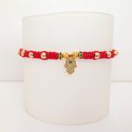 ❤️ Pulsera Mano de Fátima Roja en Macramé con Accesorios en Oro Laminado 18K | Qurimaki